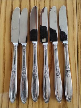 Vintage Dinner Knives Hollow Handles INSICO Stainless Set Of Six